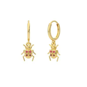 Wholesale Gold Color Animal Beetle Ladybug Hoop Earring for Women  Crystal Earing Dangle Earring Fine Jewelry Pendientes