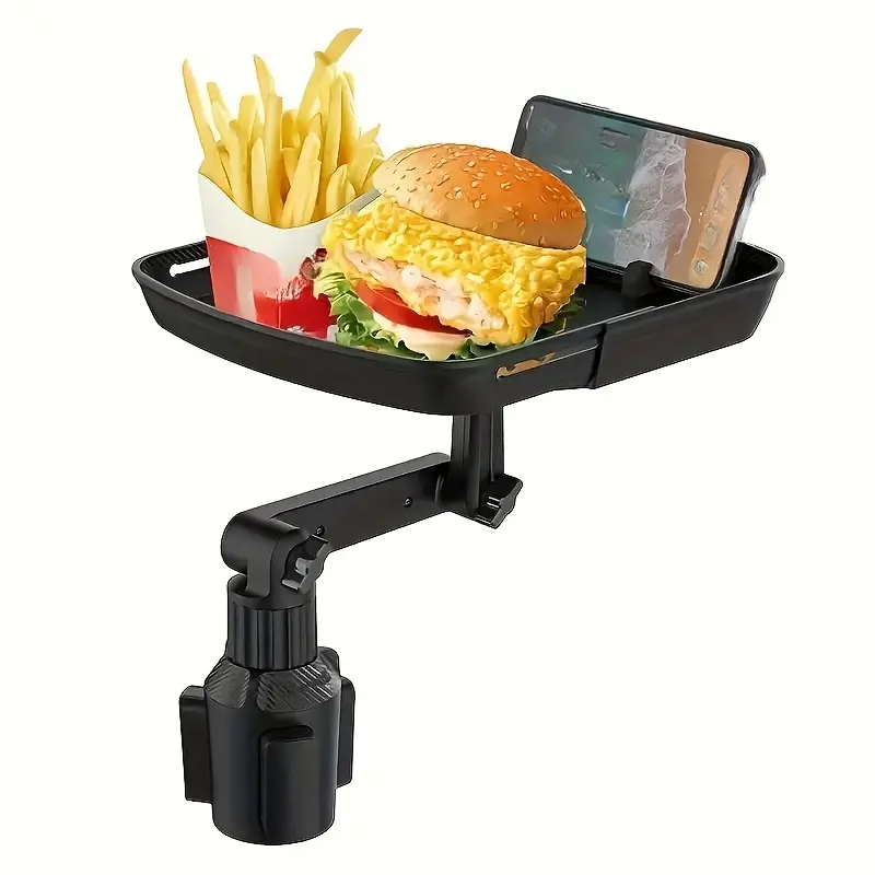 3-in-1 car cup holder tray mobile phone holder - dual expandable base, ABS adjustable rotating bracket