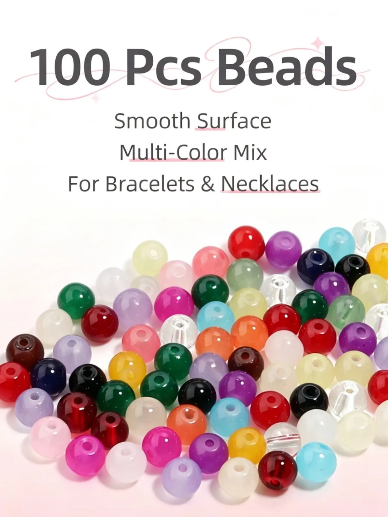 100pcs 8mm Multicolor Round Glass Beads, Smooth Crystal Spacer Beads, Boho Style, DIY Jewelry Making, Bracelet Necklace Earring Accessories