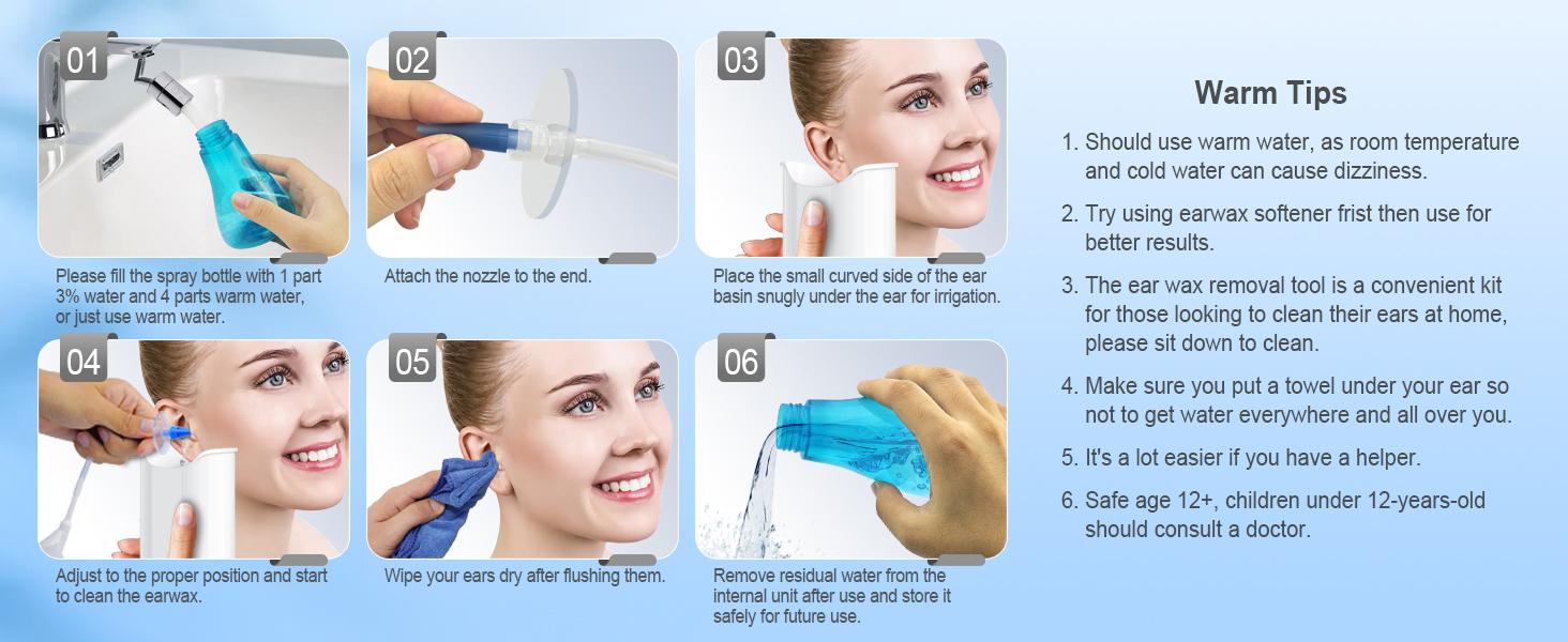 Ear Wax Removal Kit, Ear Cleaning Kits Manual Safe Ear Irrigation Flushing System, Effective Ear Cleaner Earwax Removal Kit, Ear Wax Removal Tool with Ear Basin and 10 Ear Tips