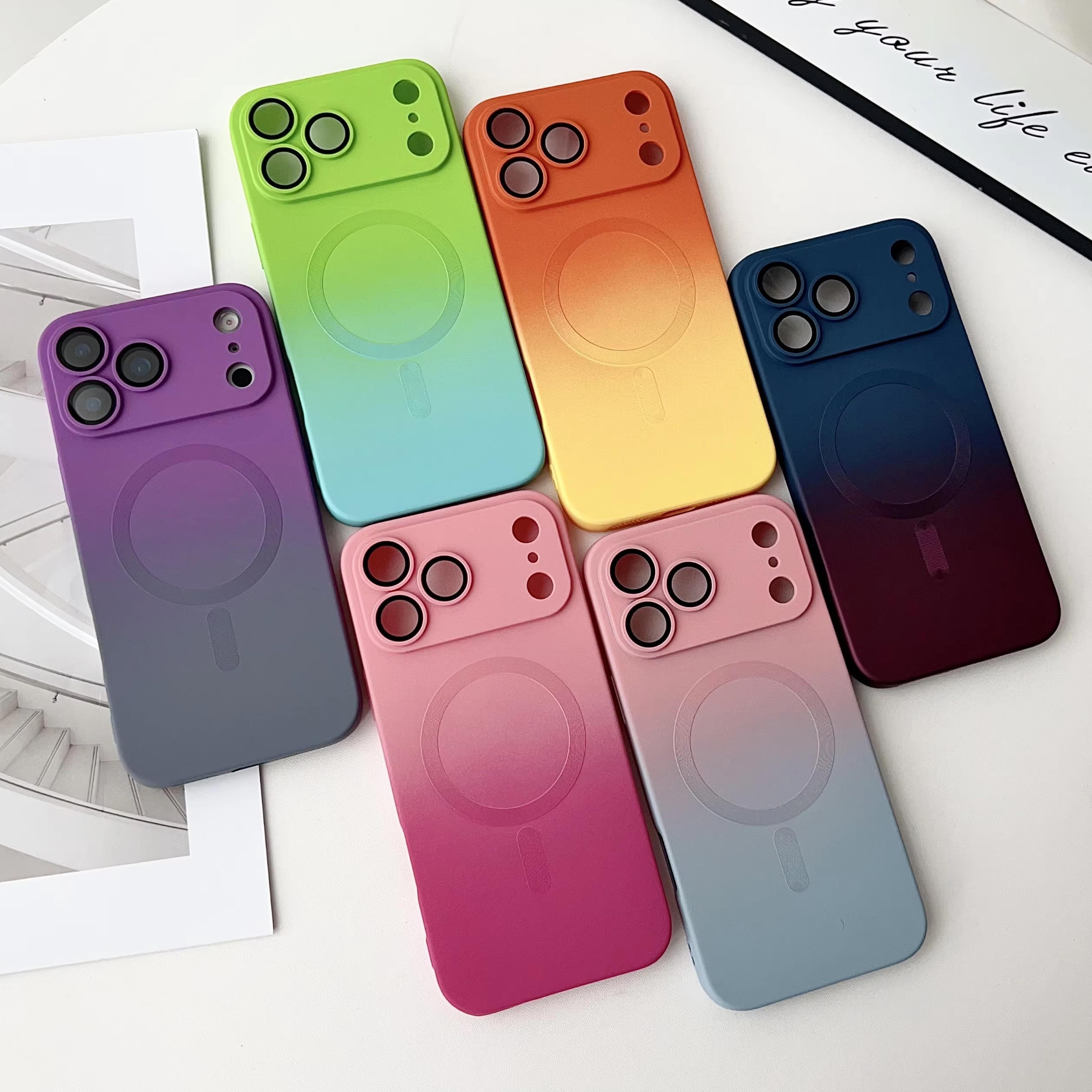 Fin Double Colored Magsafe Magnetic Wireless Charging Case For iPhone 17 Pro Max 16 15 14 13 12 11 Pro Max Plus Gradient Color Silicone Cover Link No.25