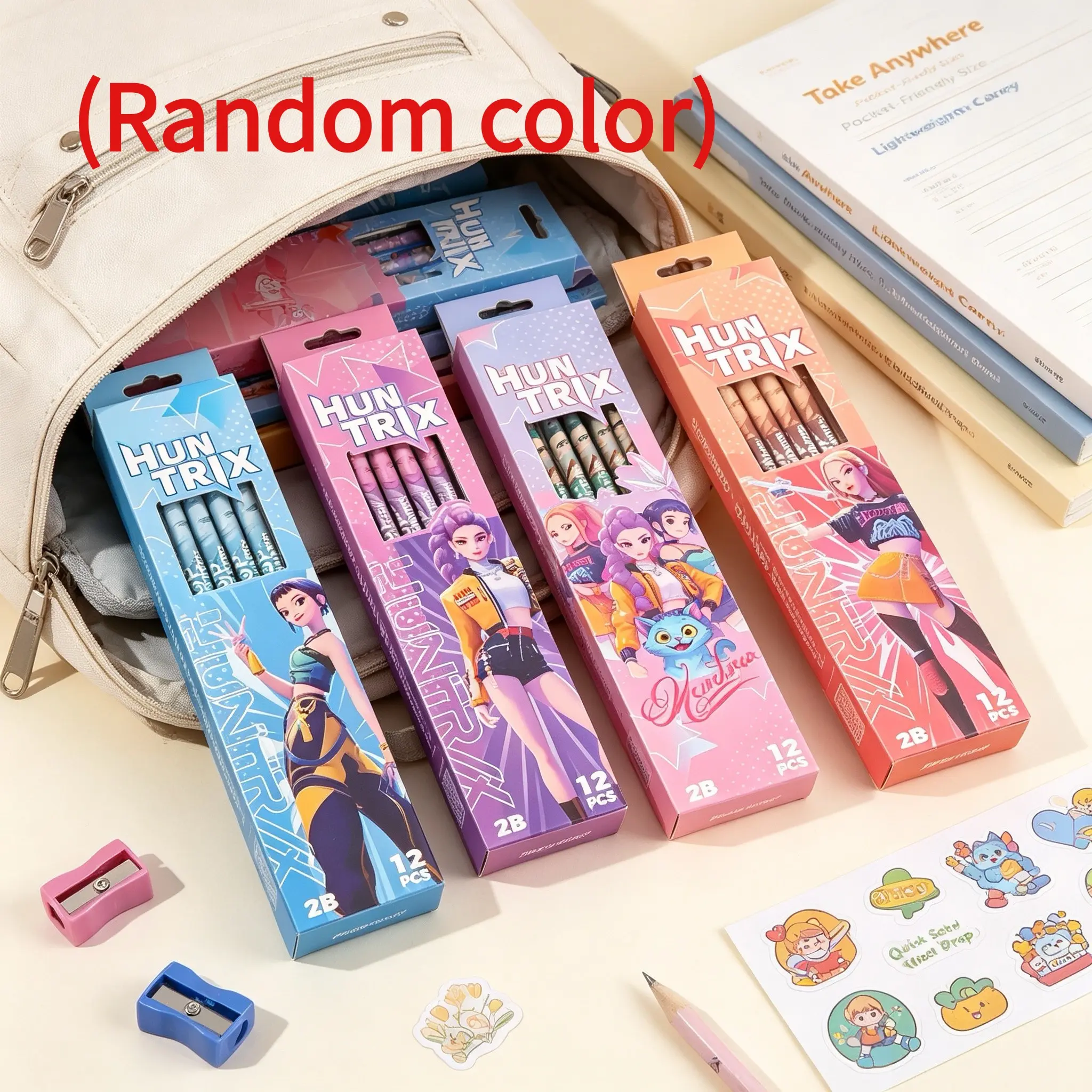 12pcs 2b Cartoon Printed Wooden Pencils, Cute Anime Pattern Drawing Writing Pencils, School Supplies Stationery for Students