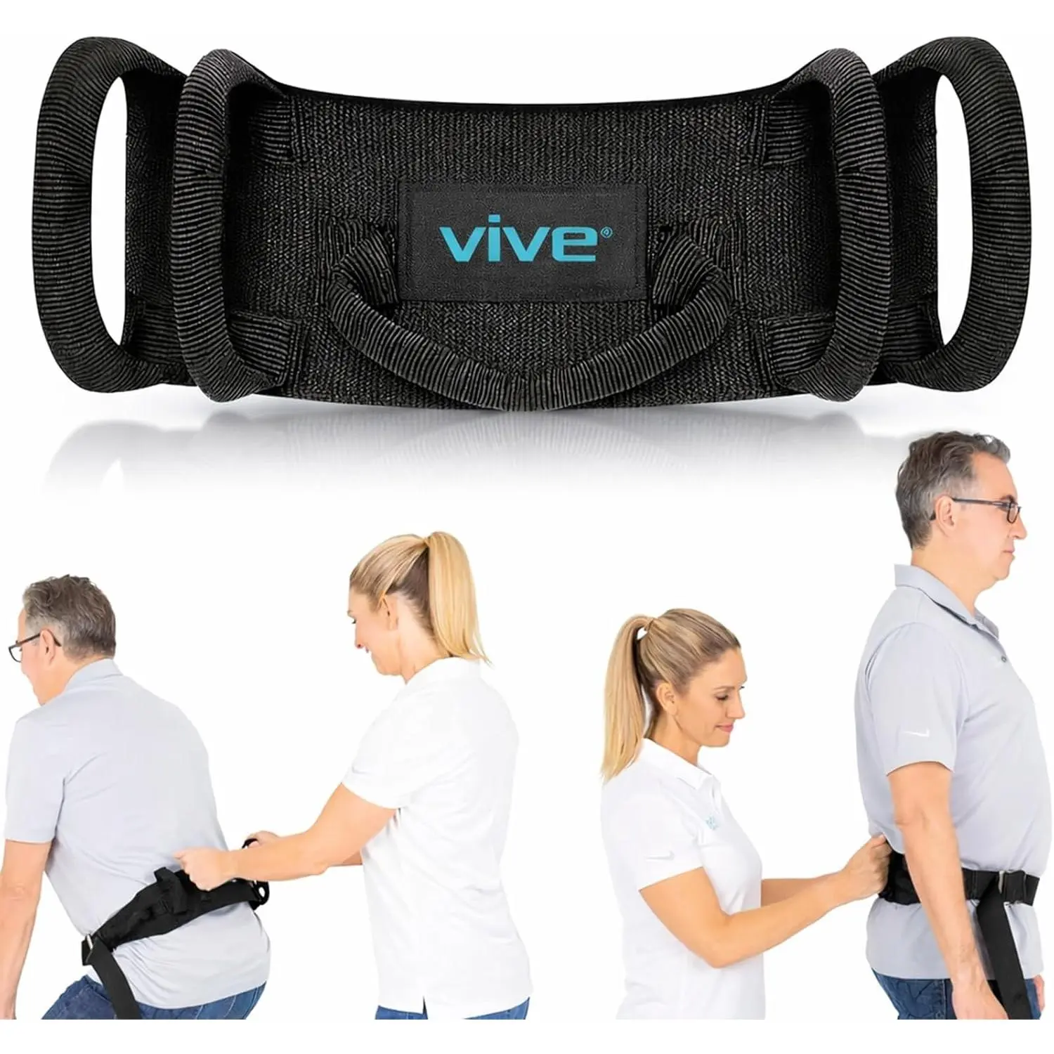 Medical Safety Gait Belt (350lbs Capacity) - Bariatric Patient Transfer Belt with Quick-Release Buckle, Grabbing Teeth Handles for PT Physical Therapy Use