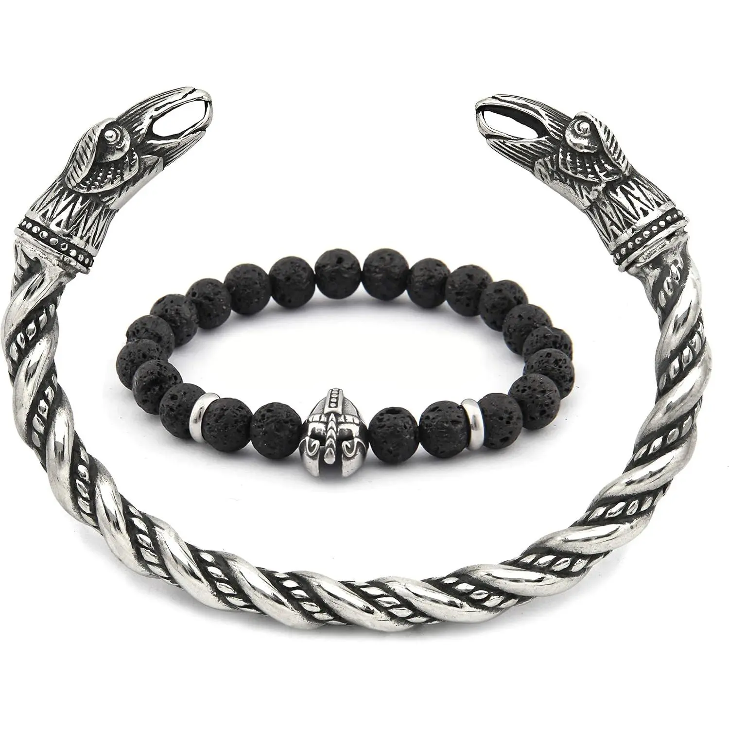 Odin Raven  Twisted Bangle Cuff Stainless Steel Ancient Authentic Scandinavian Accessory