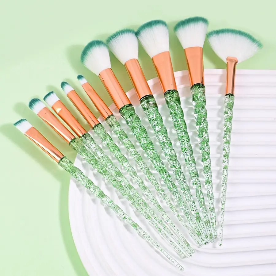 10/14 Piece Crystal Makeup Brush Set, Thread Handle, Professional Face Powder Brushes, Eye Shadow Brushes, Multi-Pack, Cosmetic Brushes Set