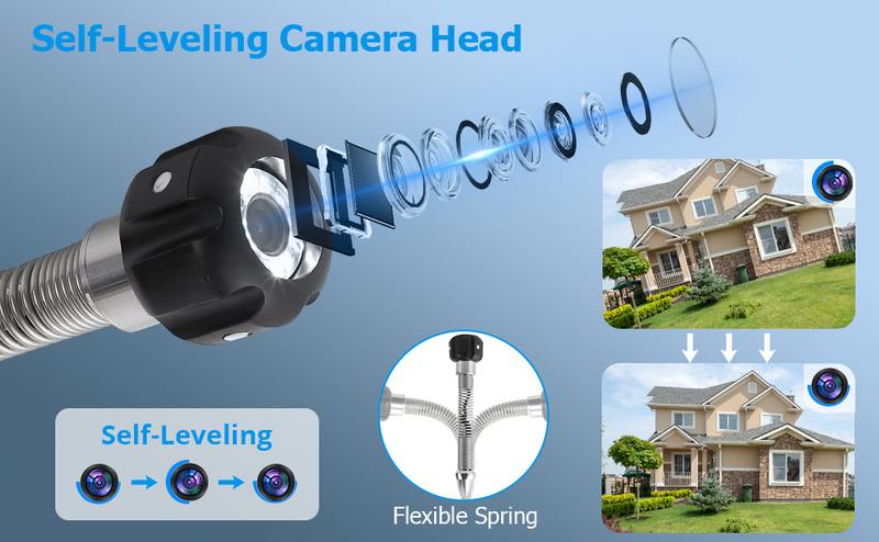 【GARVEE】 Explore the GARVEE Sewer Camera with Locator: 300 FT Range, 9" Display, DVR Functionality, and IP68 Waterproof Design for Efficient Pipeline Inspections with Adjustable LEDs and Self-Leveling Features.