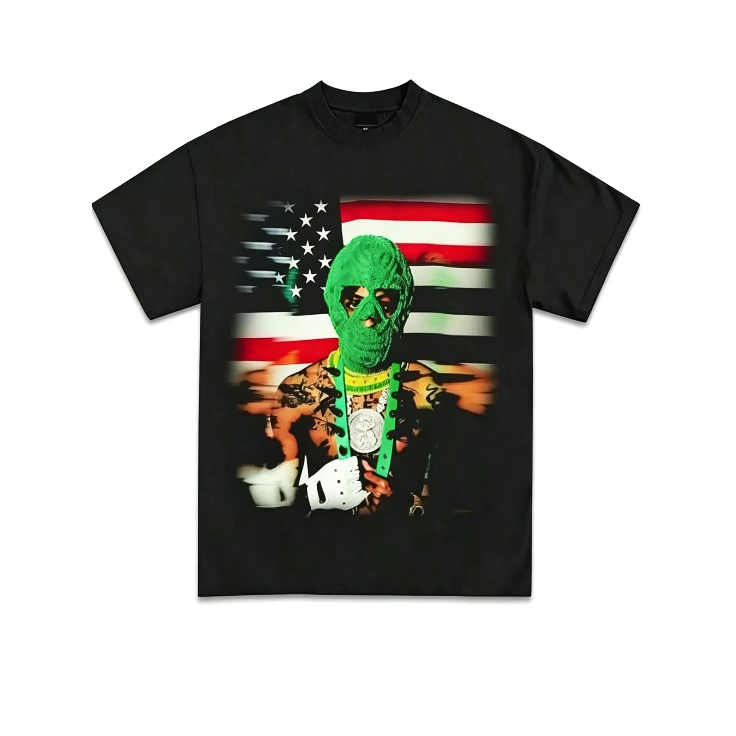 100%Cotton  YB Green Mask Portrait T-Shirt – Unisex Graphic Tee for Streetwear, Casual Everyday Outfit – Trendy Artistic Print Shirt for Men & Women – Cool Designer Style, Comfortable Cotton Tee, Perfect Gift for Fashion & Art Lovers