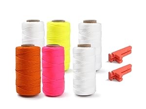 7200FT Line Nylon String#18 Braided Yellow - Construction String with Line Block for Plants Camping Gift Wrapping Masonry Projects