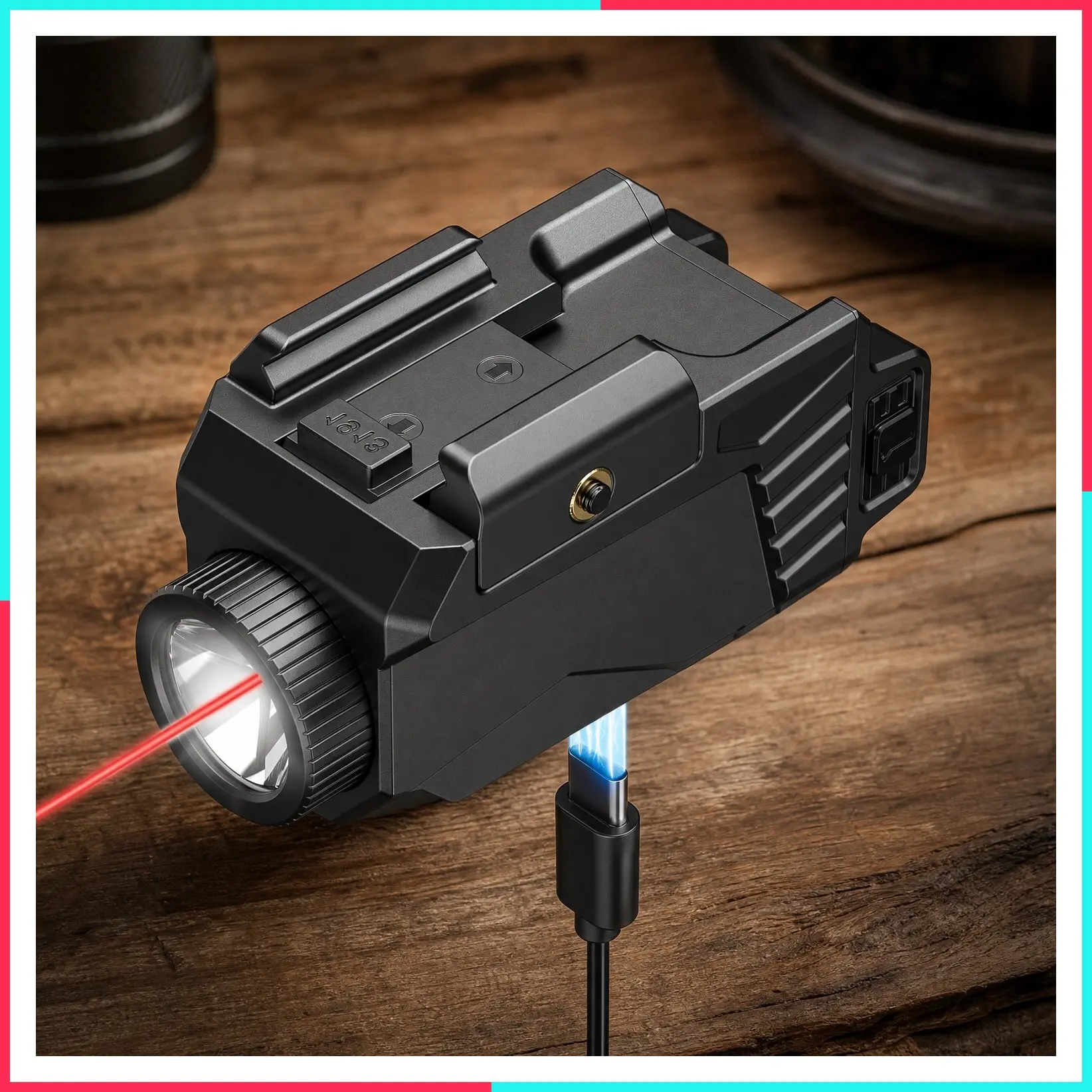 600 Lumen Compact Pistol Light with Red Laser and Strobe for Home Defense