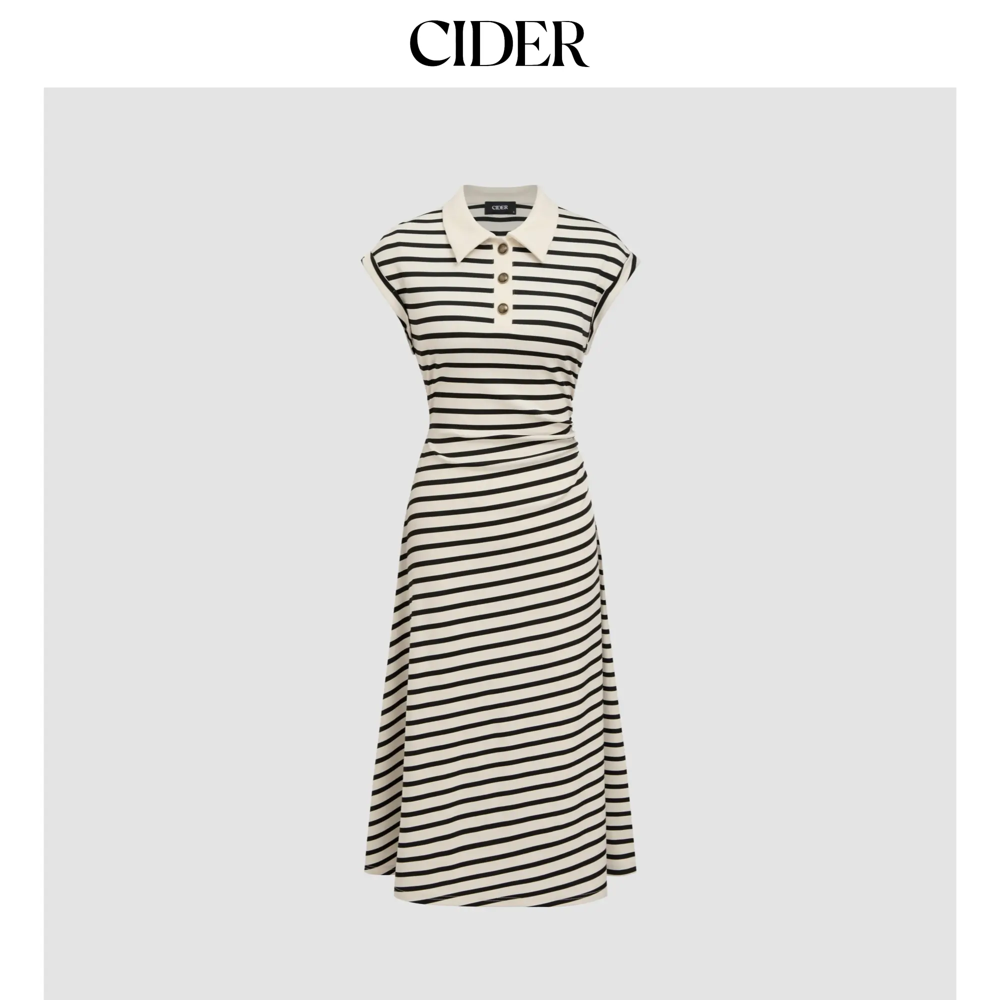 Cider Polo Neck Stripe Midi Dress SummerFinds