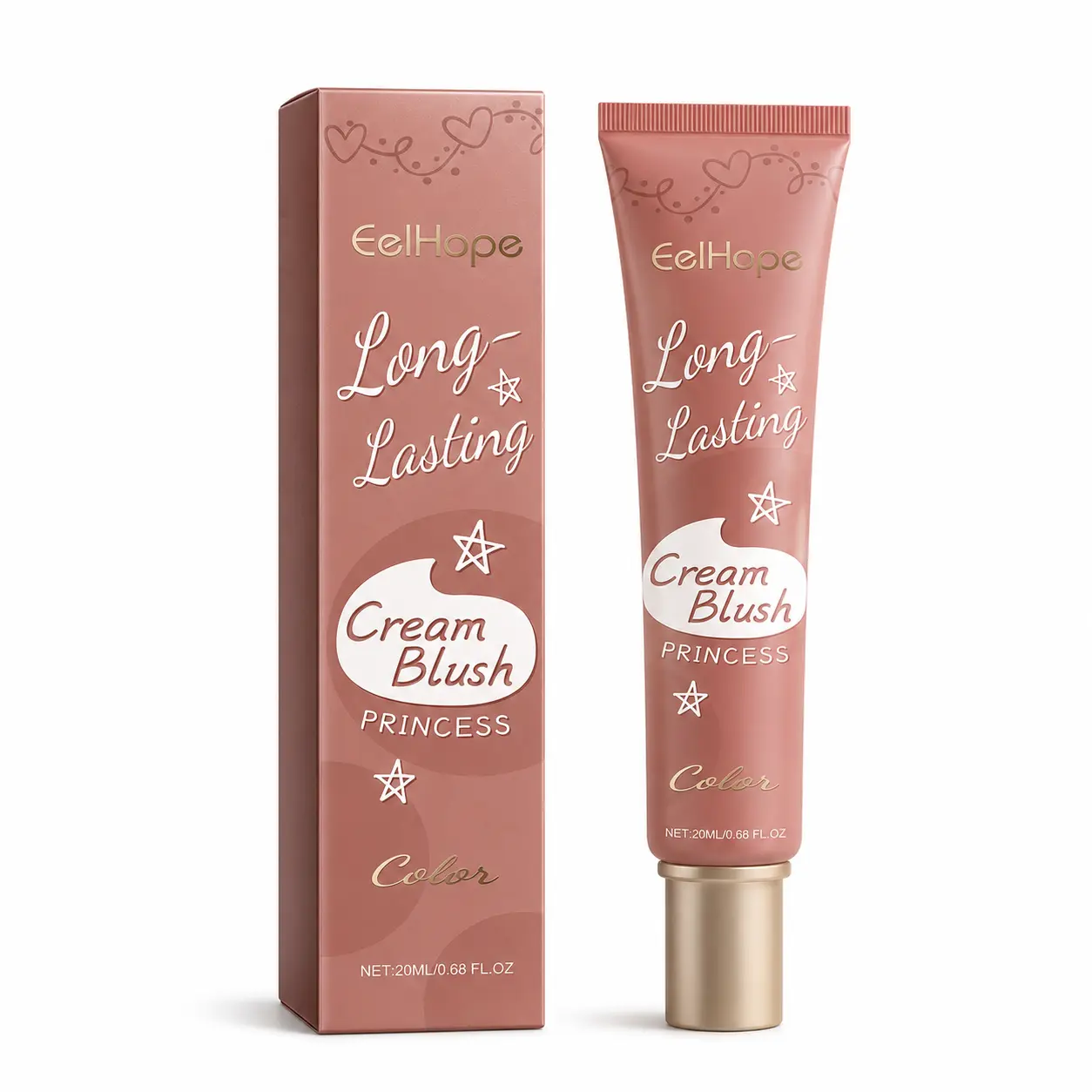Eelhope 3-in-1 Velvet Blush Cream - Hydrating, Smooth, Moisture-Locking Makeup with Collagen, Tocopherol, Vitamin E, Anti-Age Benefits for Lips & Cheeks, Long-Lasting Glowing Finish, Glowing Makeup, Color Matching Blush, Cosmetic Grade Blush