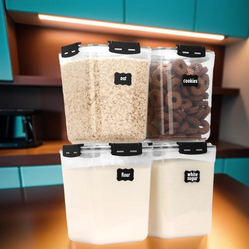 Airtight snack box container Clear Food Storage Waterproof kitchen organizer  Grains Stackable seal jar fruit vegetable Utensils Airtight Silicone