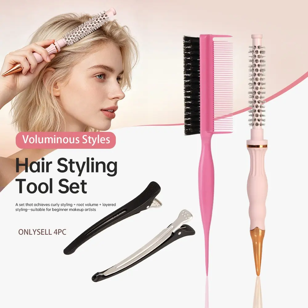 High Crown Curling Tool Set, Ceramic Heat Conduction Hair Roll Comb, Pointed Tail Pick Comb, Duck Bill Clip, Salon Grade Hair Styling Tools, Hair Curlers
