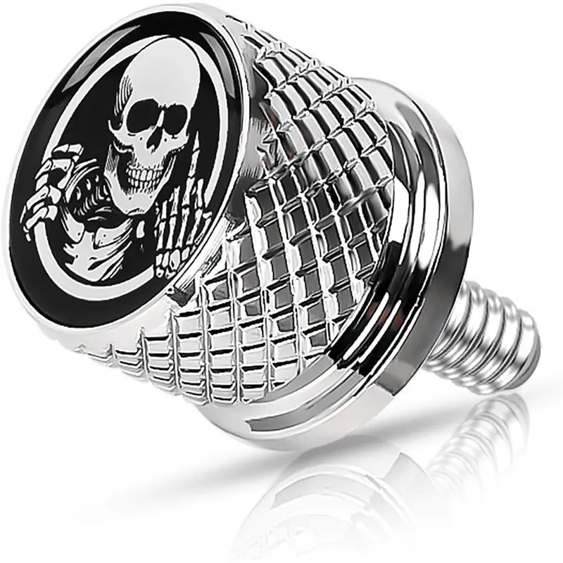 Chrome Motorcycle Stainless Steel Knurled Grip Fender Bolt, 1/4"-20 Thread Rear Seat Fix Fastener for Harley Models (Touring, Sportster, Softail 1996-2025) qp-hl-sb-chrome, Threaded Screw