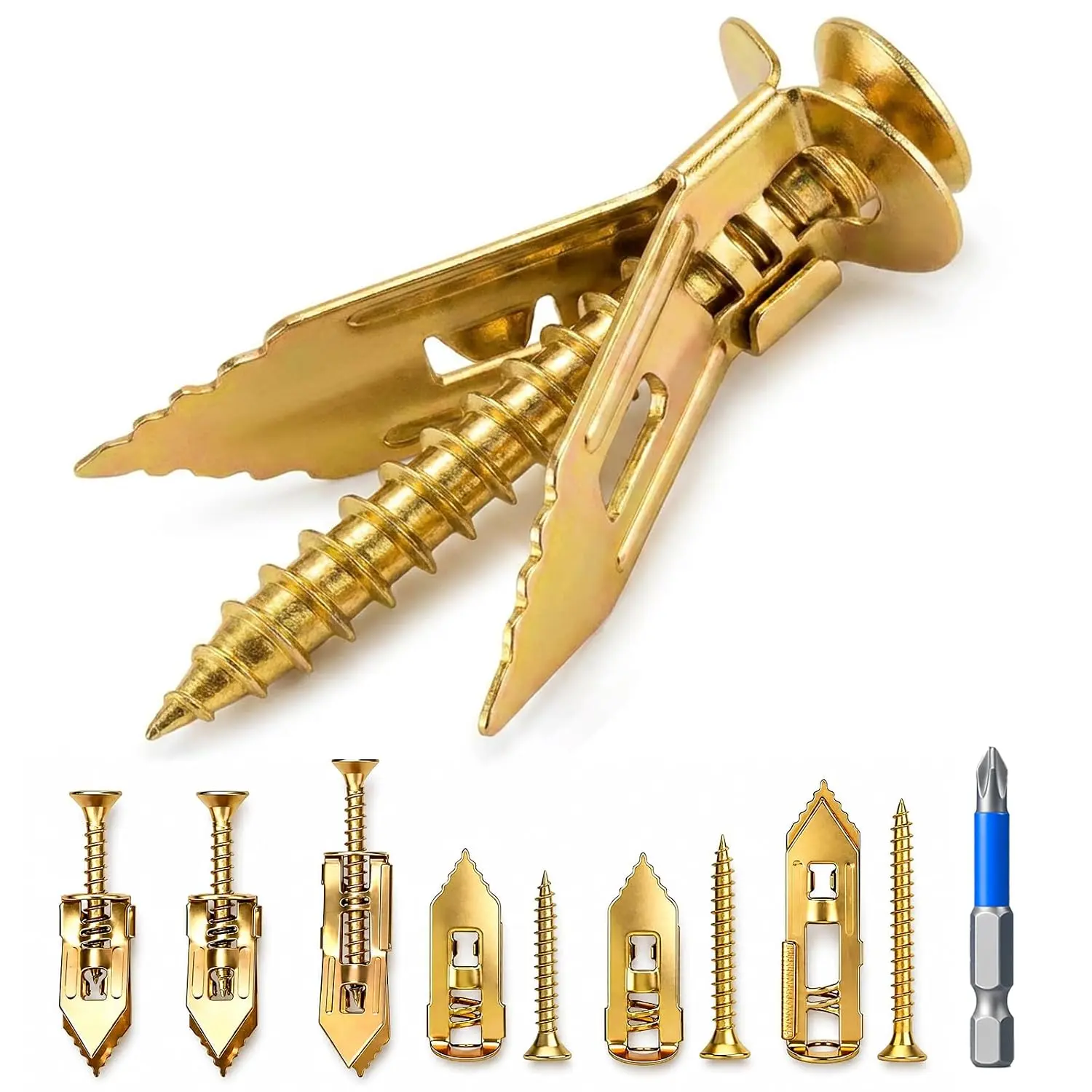 81 count Self Drilling Drywall Anchors with Screws Kit, Heavy Duty Metal Wall Anchors for Sheetrock (Holds up to 100 Lbs), Upgraded No Drill Steel Expansion Anchors for , 3 Sizes