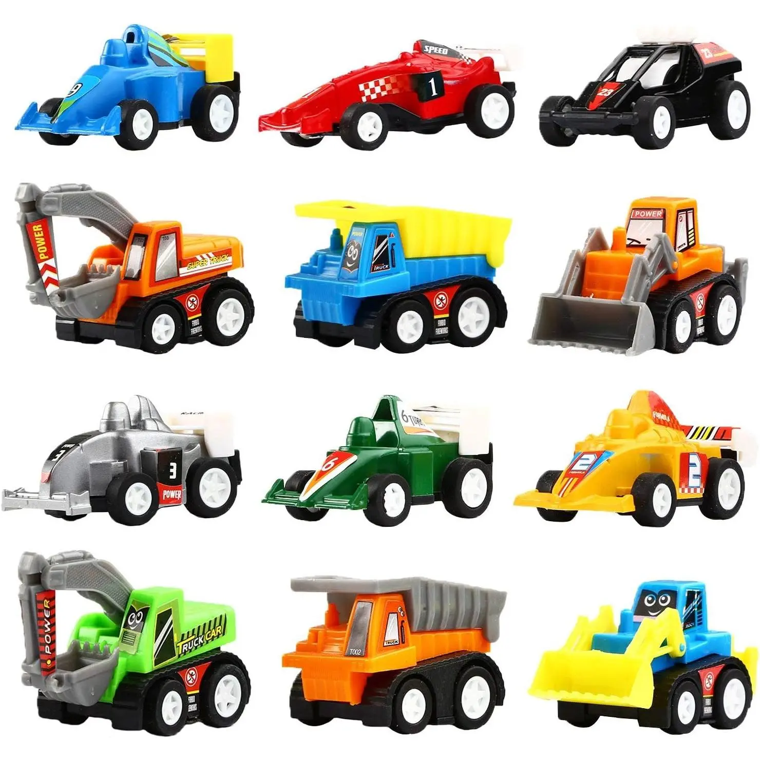 Pull Back Vehicles, 12 Pack Mini Assorted Construction Vehicles and Race Car Toy for Kids and Toddlersfidget toys