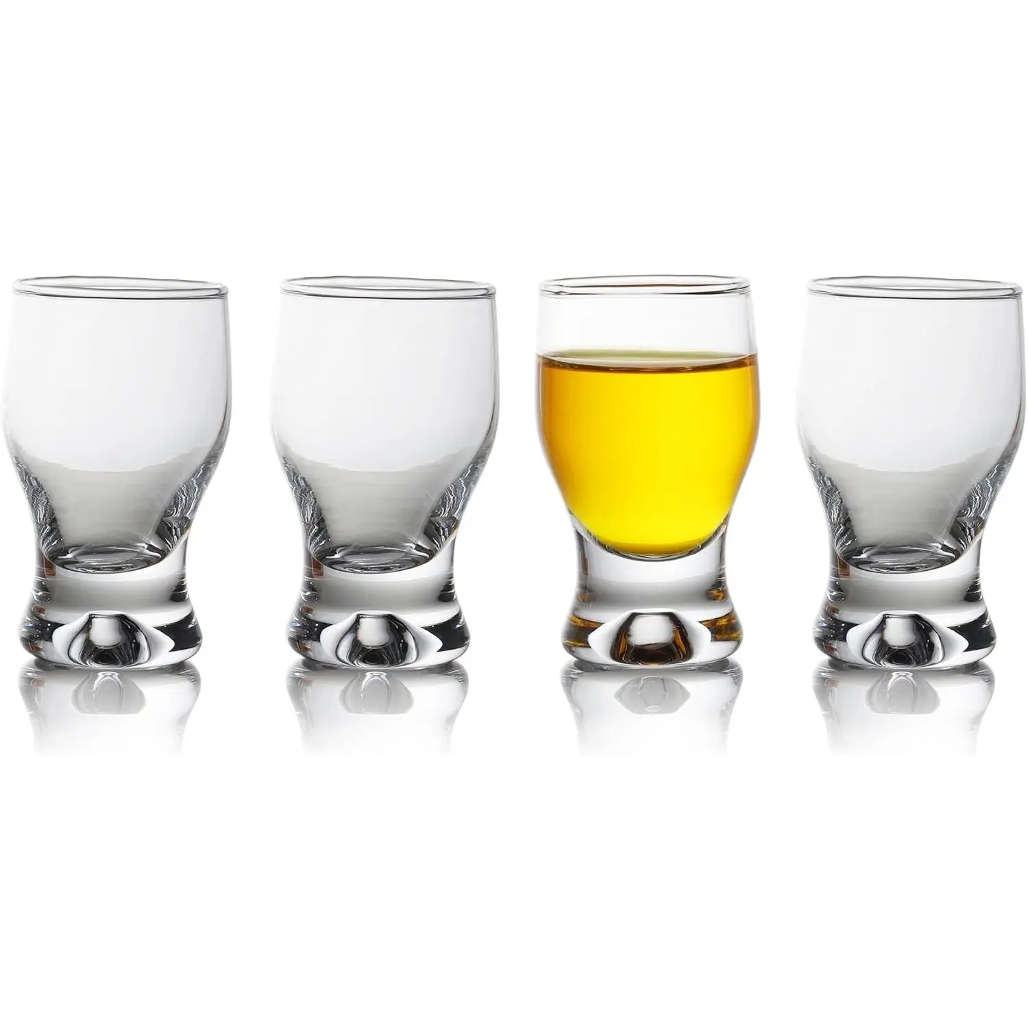 QUAFFER Shot Glass (Set of 4) – Elegant Clear Shot Glasses 2 oz – Classic Whisky Vodka Tequila Sherry Brandy Cordial Mini Snifters Glasses - Perfect for Parties, Bars, Events, Home Bar