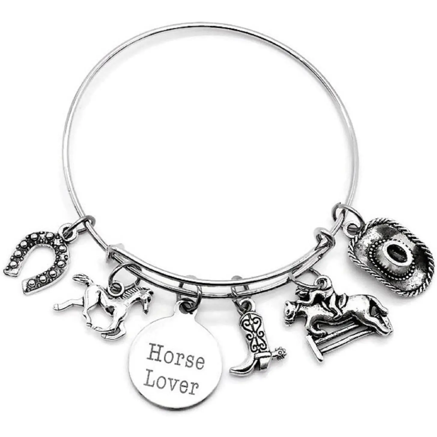 Horse Lover Bracelet Equestrian Horse Riding Instructors  Cowboy Hat Boots Horseshoes Cowgirl Bangle Bracelet