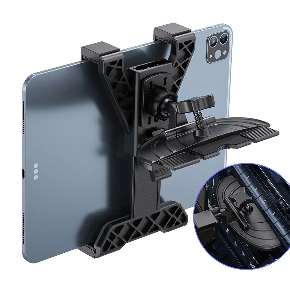 Universal CD Slot Tablet Stand for Car, 360° Rotatable Anti-Shake, Adjustable for 7-11 Inch iPad Pro/air/mini/galaxy Tab, Easy Installation, Adjustable Tablet Holder