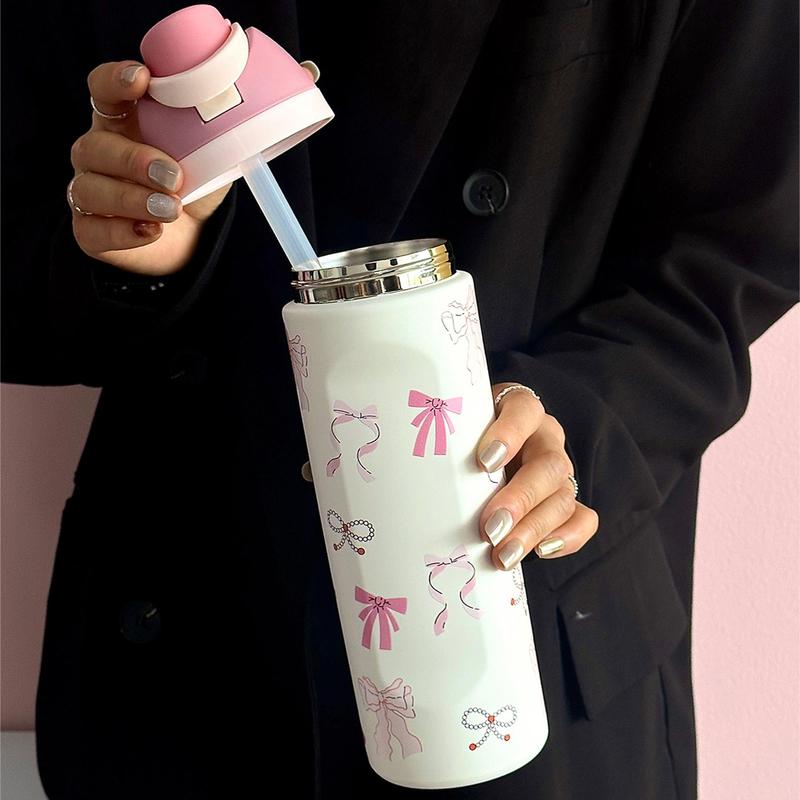 Butterfly Pattern Vacuum Flask, Thermos Cup, 24oz-32oz-40oz Stainless Steel Water Bottle, Portable Drinking Cup for Home Office School Outdoor, Drinkware, Insulated Travel Drinkware, Insulated Cups, Leak Resistant Tumbler