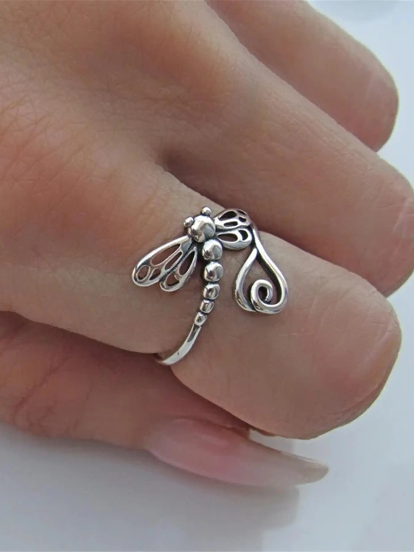 Hollow Out Dragonfly Design Ring, Vintage Creative Ring for Women, Fashion Jewelry for Party, Daily Clothing Decor, Trendy All-match & Exquisite Jewelry for Gift, Jewelry Rings