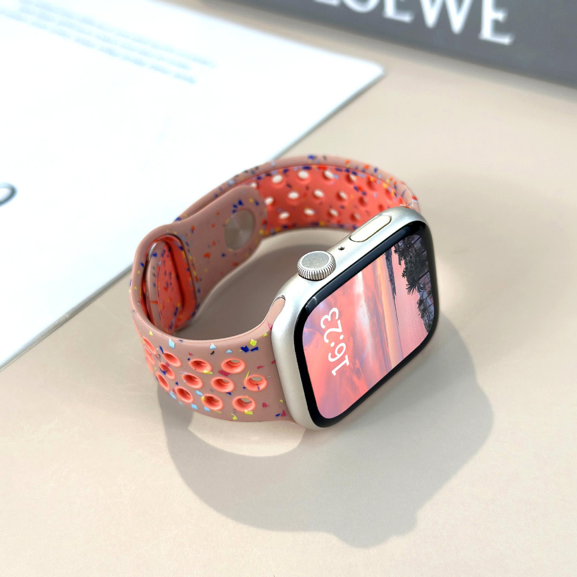 Colorful Dual-Color Silicone Watch Band, Dot Pattern Soft Waterproof Sport Replacement Strap for Smart Watch, Skin-Friendly Breathable Silicone Wristband for Men Women