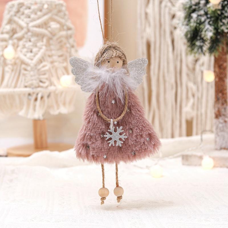 Angel Girls Christmas Decorations Pentagram Skirt Angel Pendants Cute Creative Plush Doll Xmas Tree Ornaments Fabric Art Gifts