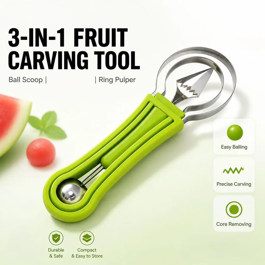 Multi-Functional Fruit Ball Spoon Carving Tool, Portable Pulp Remover, Kitchen Small Tool, Easy-To-Use Design, Perfect for Home Use
