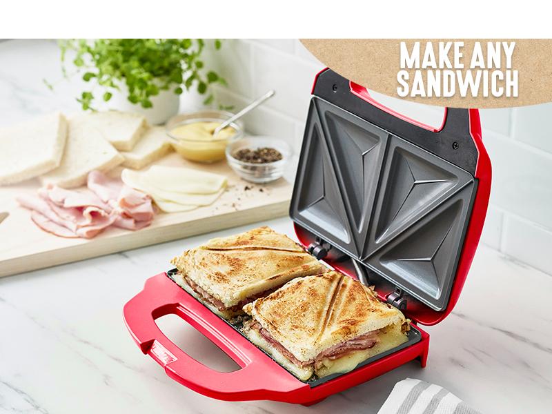 Pro Electric Panini Press Grill and Sandwich Maker, Healthy Ceramic Nonstick Plates,Easy Indicator Light, PFAS-Free, Pink