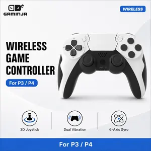 GAMINJA Wireless Bluetooth Gamepad Wireless Game Controller Compatible ith PS4 Ergonomic Button Design Dual Vibration Motor Immersive Gaming Experience
