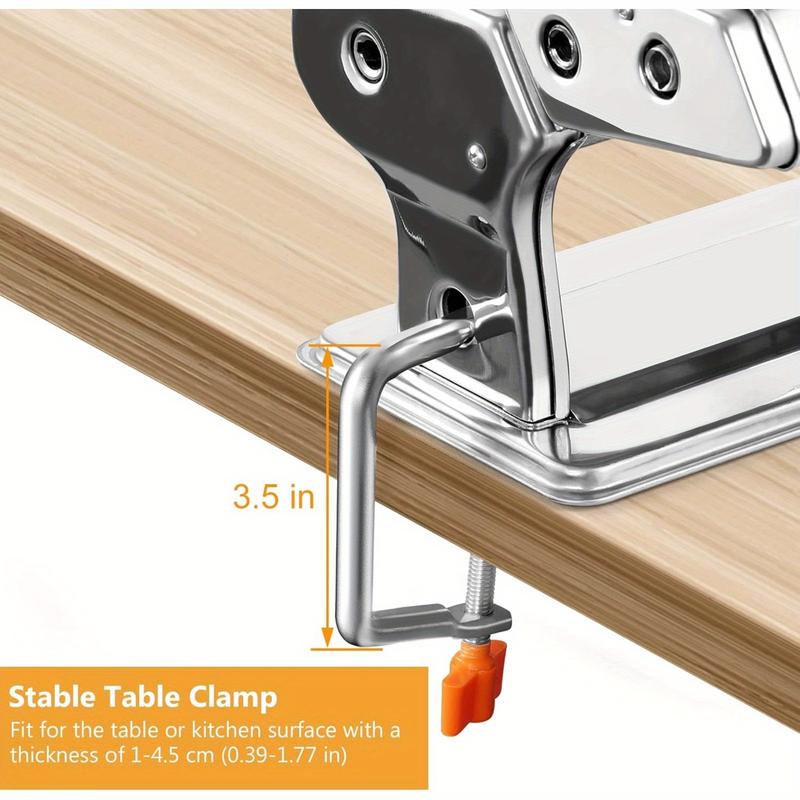 1pc Pasta Maker Machine - Adjustable Thickness (9 Settings) with Rollers and Cutterfor Pasta, for Making Spaghetti, Fettuccine, Lasagna - Ideal Gift for Food Lovers, Silvery Pasta Machine.