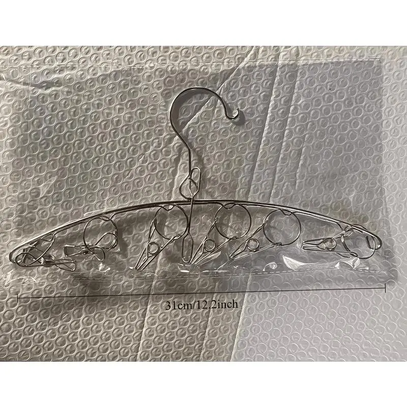 Multifunctional Stainless Steel Hanger Set, with Multiple Clips, Original Non-slip Clip, Windproof Design, Very Suitable for Drying Socks, Underwear and Clothing, Easy to Fold and Save Space