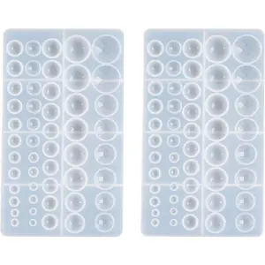 2 Pcs Cabochon Gem Silicone Mold, Clear Round Silicone Mold for Making Earrings Jewelry Making Crafting Projects(Large)