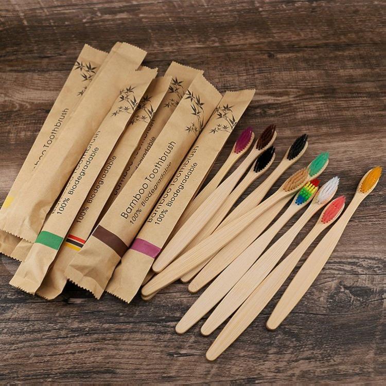 set de cepillos de Bambu ecologicos y 100% Biodegradables Toothbrush Comfort Oral