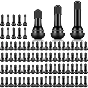 100 Pieces TR412 TR413 TR414 Tire Valve Stems Rubber Black Rubber Snap-in Valves,Tubeless Valve Stems Suit for 0.453 inch Rim Holes on Standard Vehicle Tires