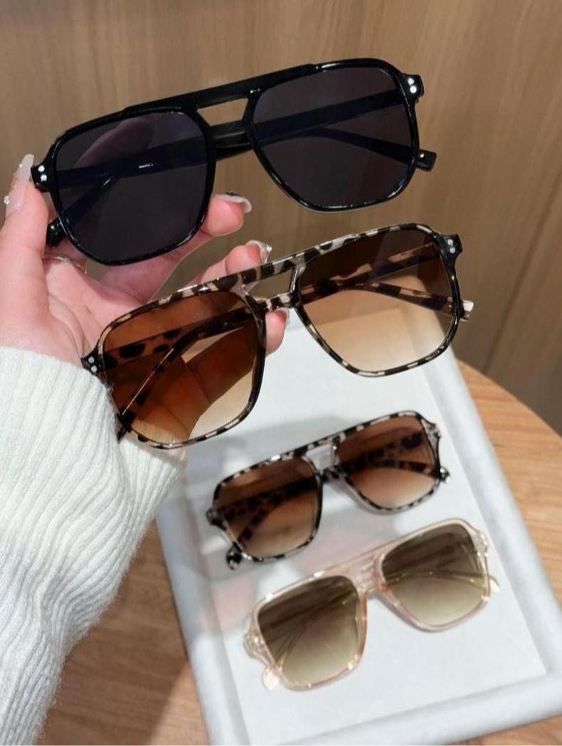 4-Pack Unisex Y2K Polarized Aviator Sunglasses, Vintage Square Lightweight Shades, UV Protection Fashion Eyewear for Daily & Outdoor Wear