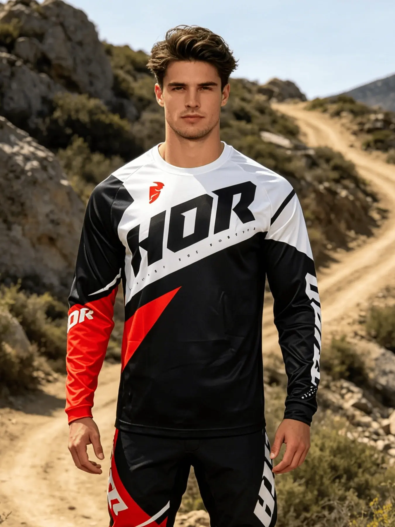 Motorcycle Sport Shirt, Quick-Dry Mountain Bike Long Sleeve Downhill Sportswear, Breathable Men's Fitness Top