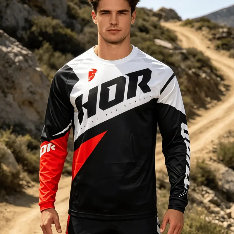 Motorcycle Sport Shirt, Quick-Dry Mountain Bike Long Sleeve Downhill Sportswear, Breathable Men's Fitness Top, Athletic Sports Top, Athletic Apparel