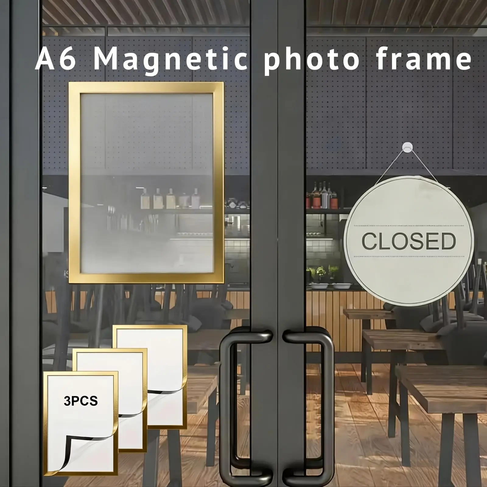 3pcs Rectangle Magnetic Photo Picture Frame A6 Reusable Poster Painting Cover Self-Adhesive Paper Info Display Rack Sign Holder