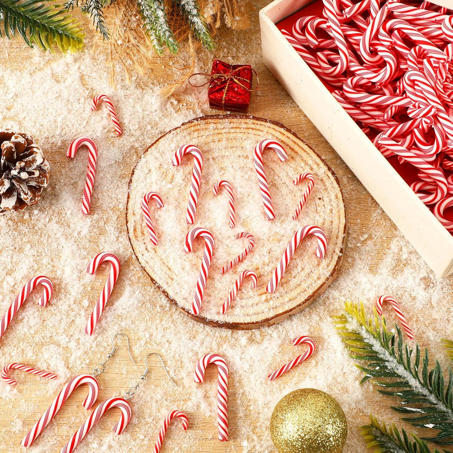 10/30/50Pcs Mini Candy Cane Christmas Decoration Red White Resin Candy DIY Crafts Xmas Pendant Navidad Home Decor 2025 New Year