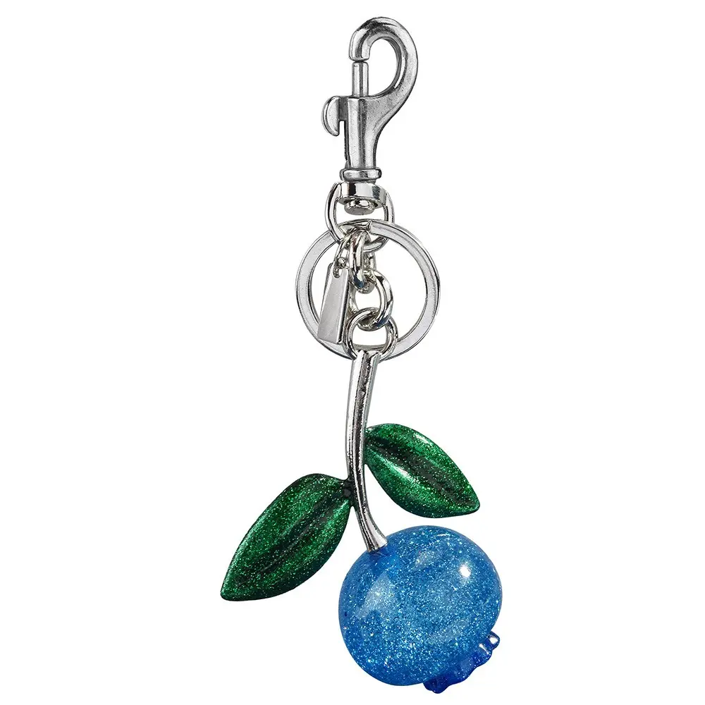 Glitter Blueberry Keychain, Multicolor Fruit Bag Charm with Leaf, Sweet Girl Commuter Bag Accessory, Perfect Gift Idea
