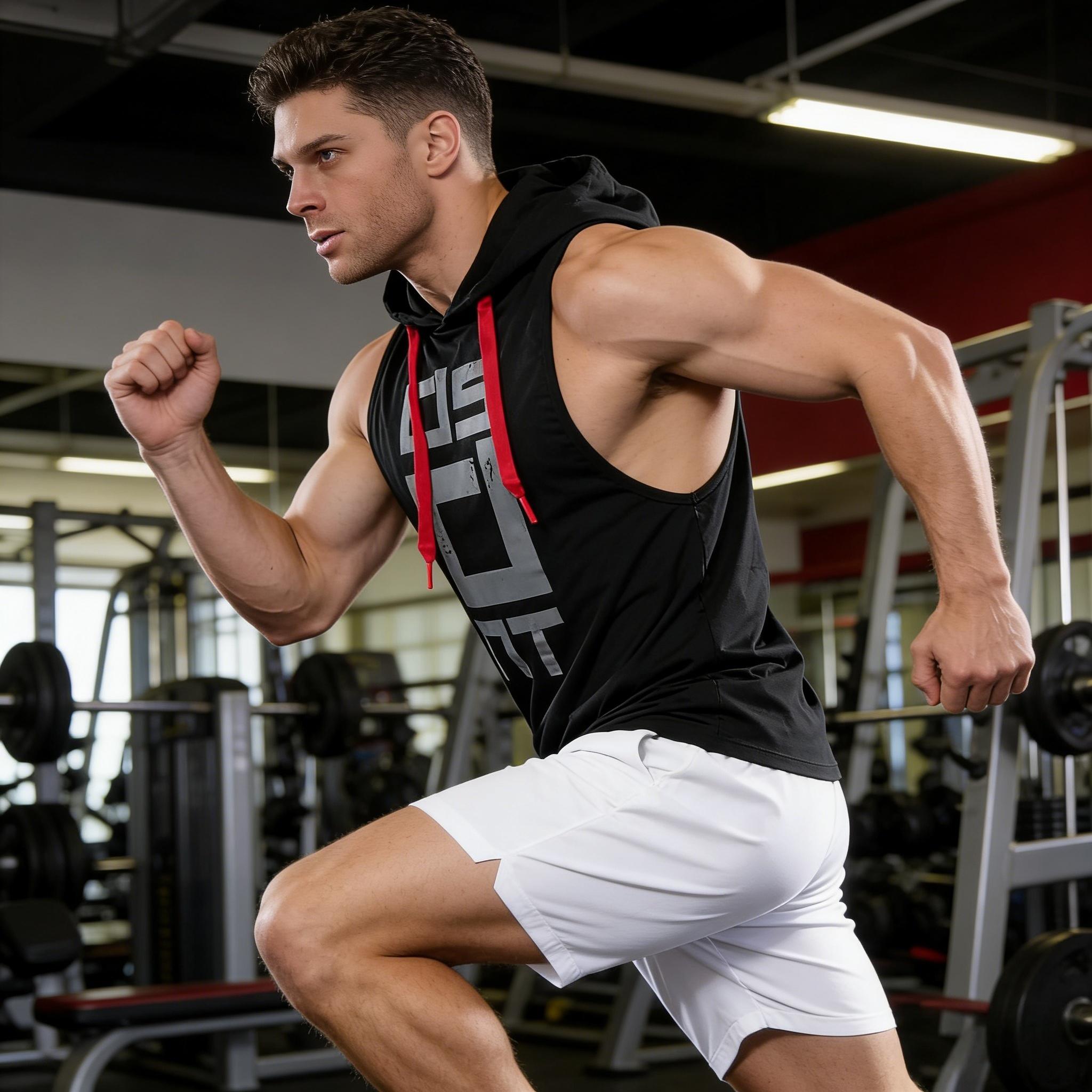 Men's Sleeveless Hooded Gym Tank Top Quick Dry Muscle Fit Fitness Hoodie for Workout & Casual Wear