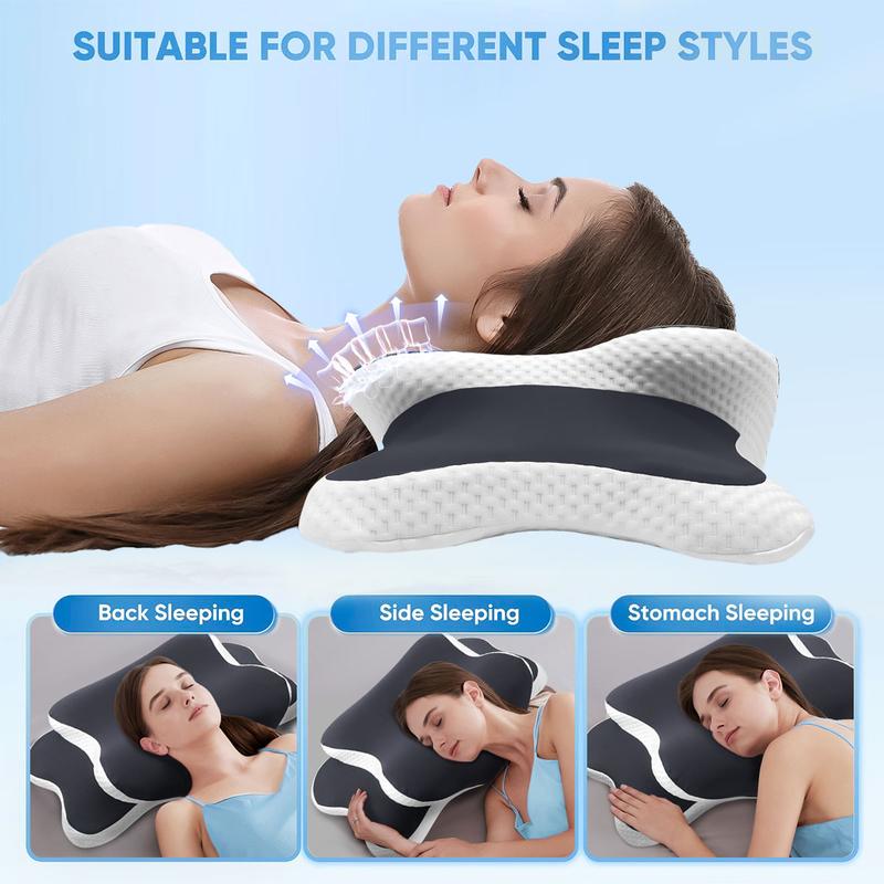 Memory Cotton Neck Pillow, Soft Ergonomic Support for Side Sleepers and Back Sleepers, Comfortable Sleeping Pillow for Better Sleep
