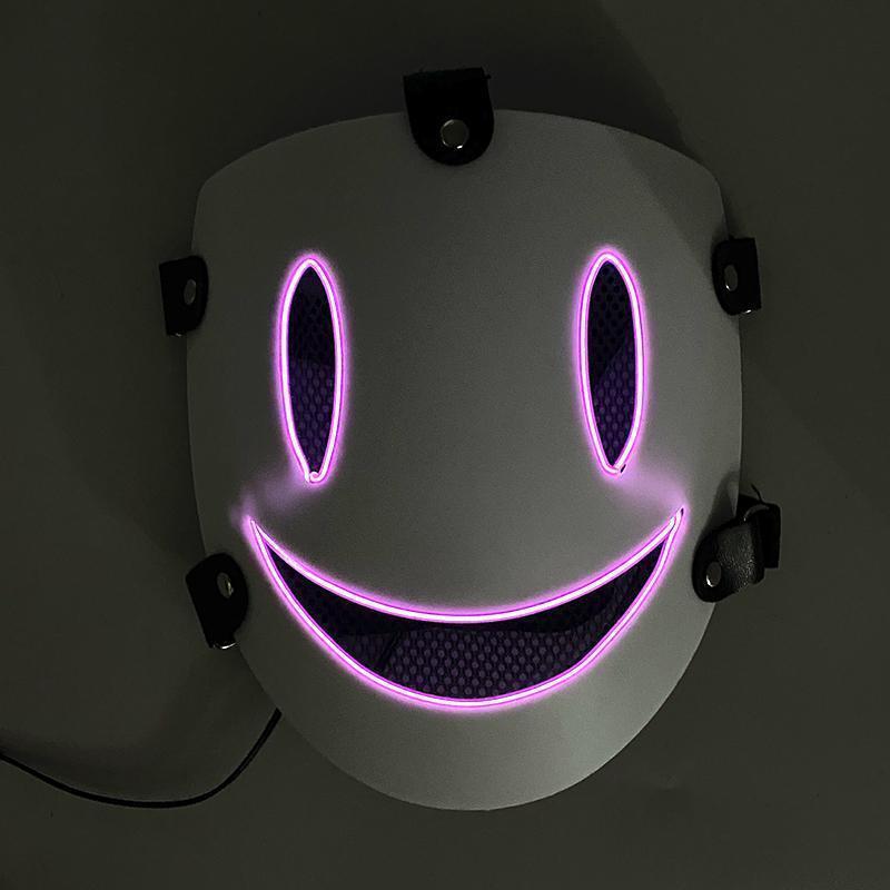 Japanese Anime Cosplay Face Mask Neon High Rise Invasion Mask LED Glowing Mask Sky invasion Masquerade Cosplay Prop