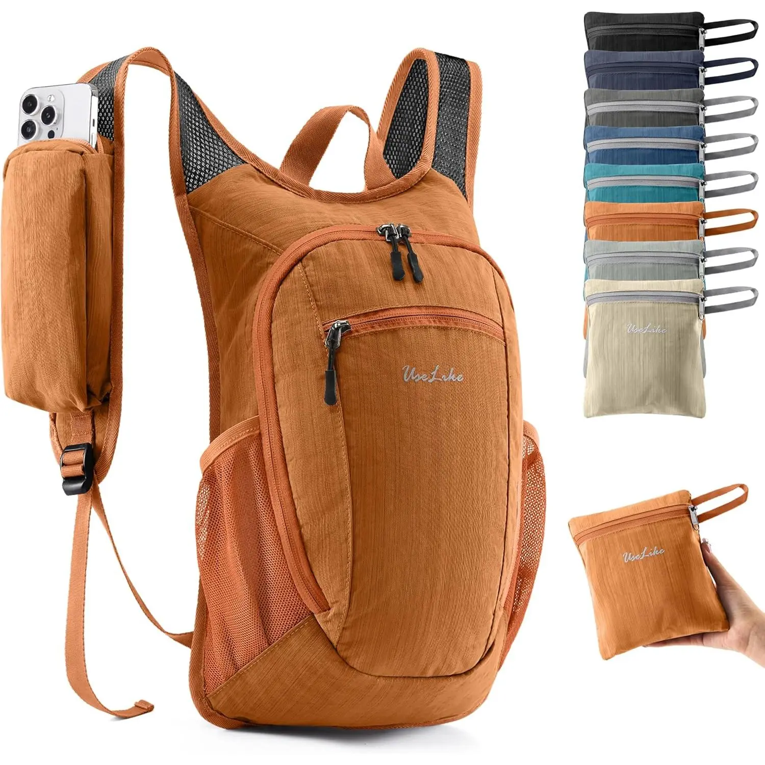 10L Small Hiking Backpack Travel Daypack Lightweight Packable Back Pack for Women Men(Orange)Gift.