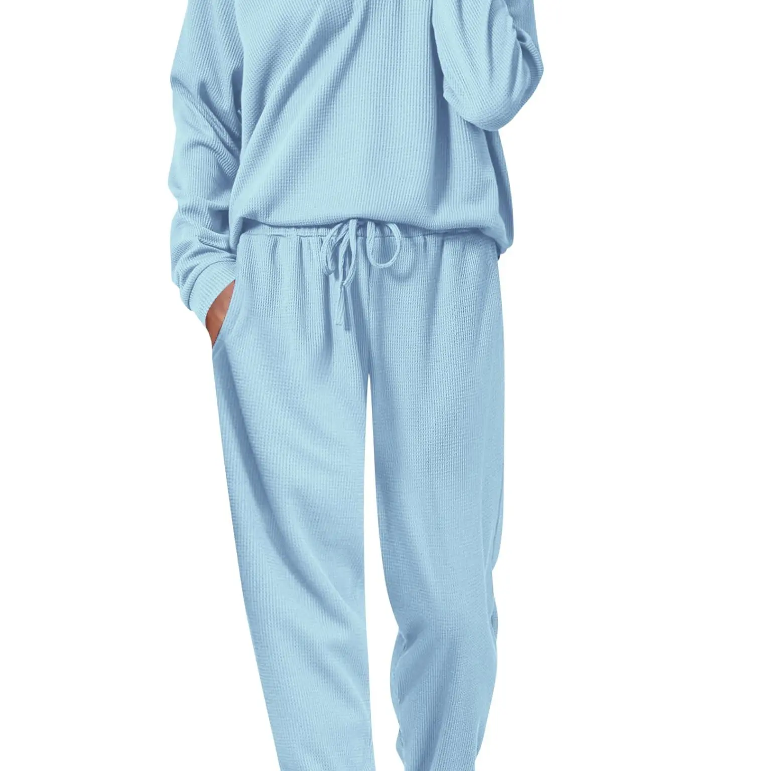 Pajamas Women's Waffle Knit Sleepwear Long Sleeve