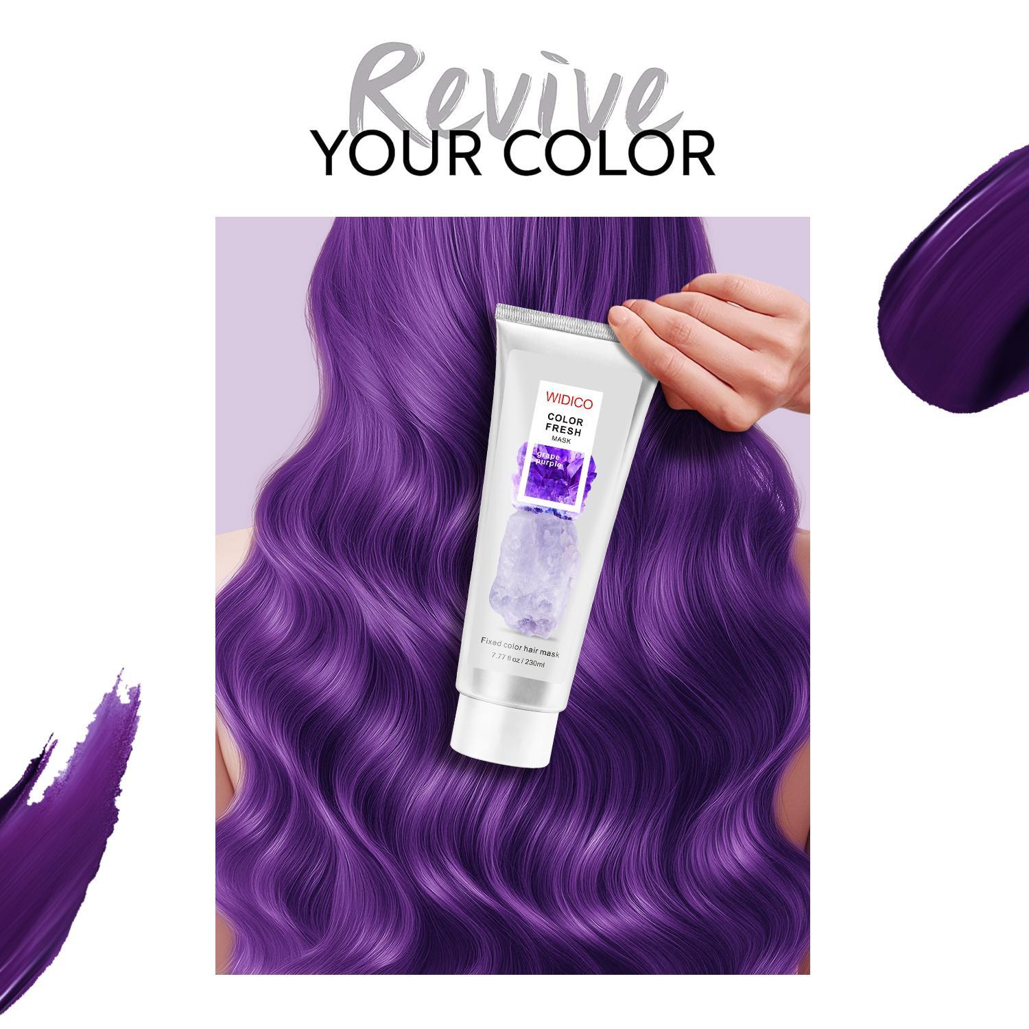 230ml, purple color-enhancing hair mask, conditioner, specially designed for dyed hair, quickly repairs faded hair, and fixes dryness, breakage and split ends caused by hair dyeing. Plant-based formula, non-irritating, suitable for all hair types
