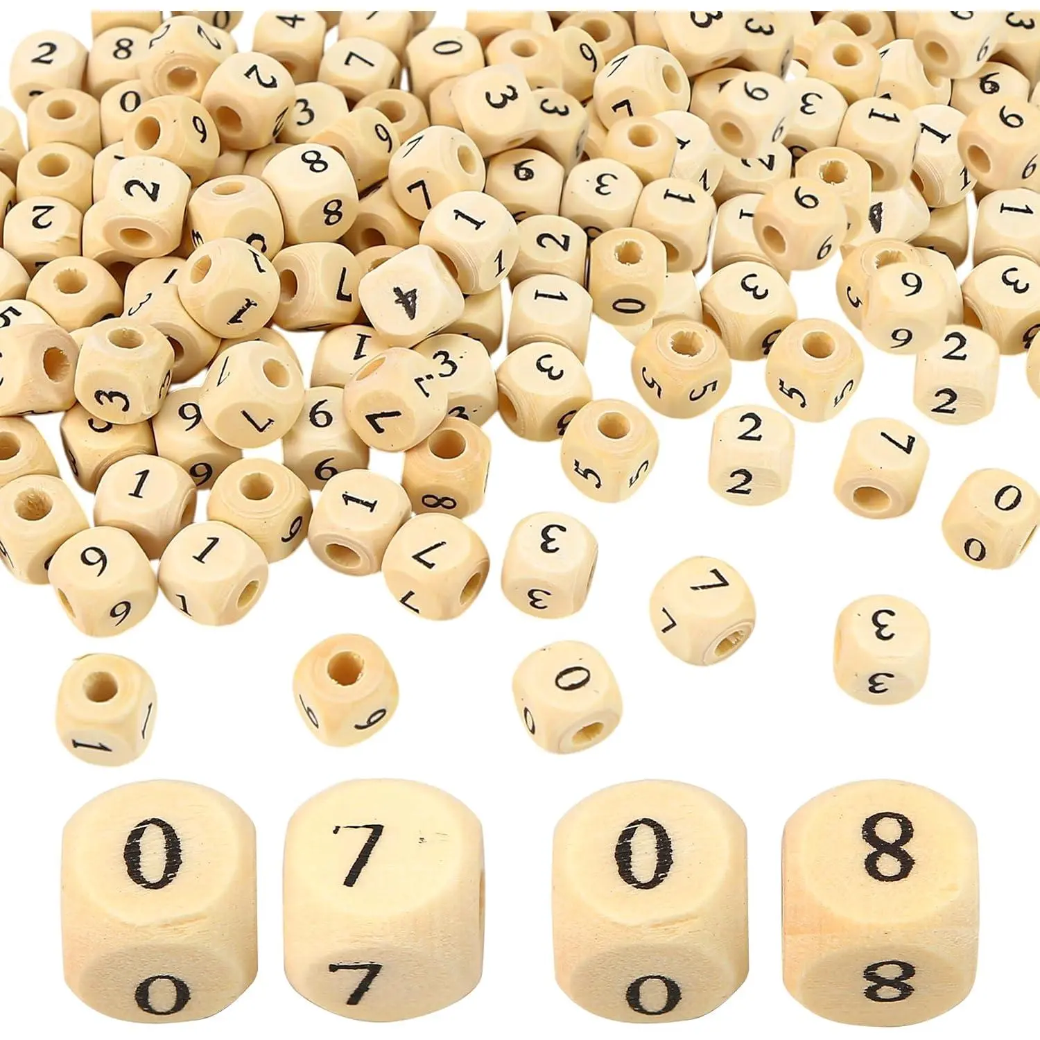 100 count/Lot 10mm Wooden Beads with Numbers  Square Alphabet Beads 4mm Hole Letter Loose Beads Cube Beads for Craft Bracelets Spacer Smooth  Making DIY Projects