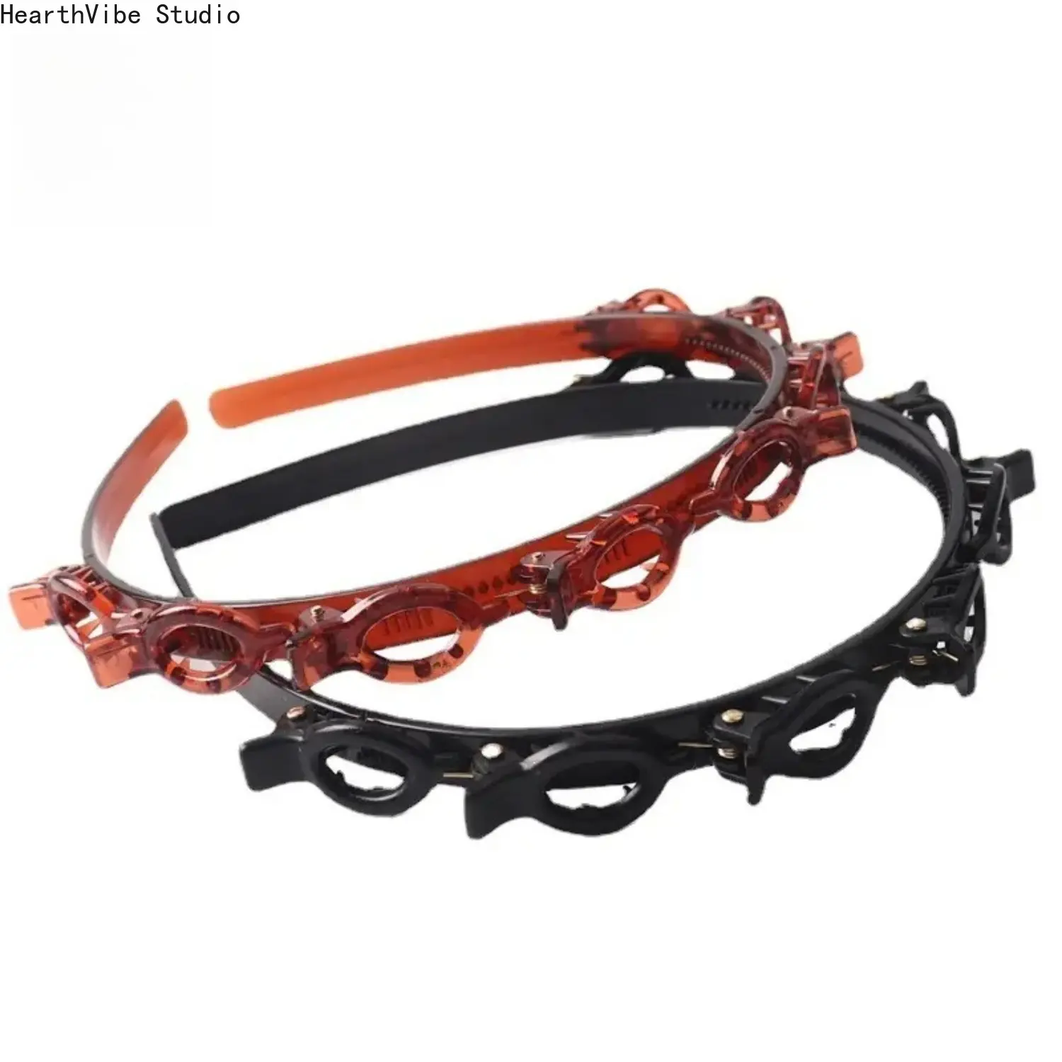 Hair Styling Headband with Built in Clips Plastic Braiding Headband for Easy Hair Styling Available in Black and Brown Anti Slip Design Perfect for Creating Braided Hairstyles Convenient Hair Accessory for Women and Girls Lightweight and Durable