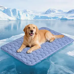 Thick Durable 39"x 28" L Blue Dog Cooling Mat Q-MAX>0.45 Double-Sided Washable Portable Pet Cooling Pad for Large Dogs Fits Couch Crate Car